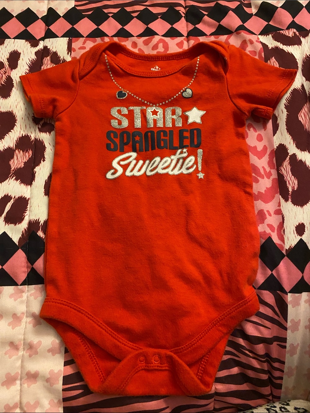 Red 'Star Spangled Sweetie' Baby One-Piece
